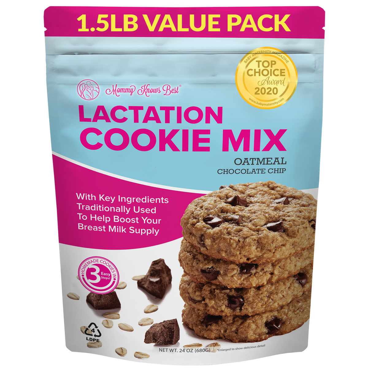 Lactation Cookie Mix Oatmeal Chocolate Chip 24oz Mommy Knows Best